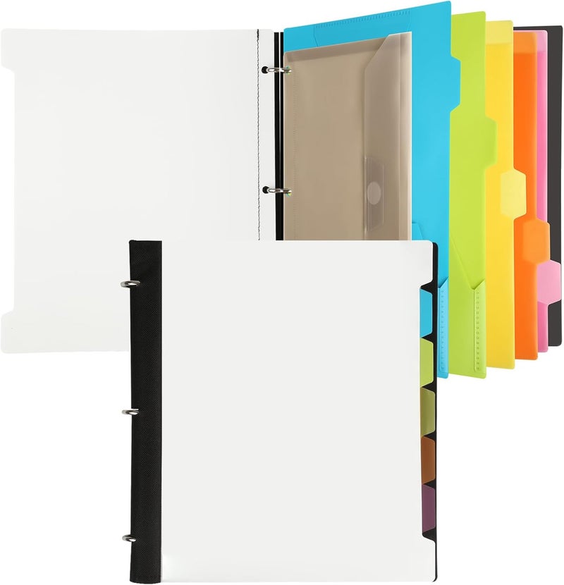 Tashkummy Pivotable Refillable Notebook, 3 Ring Binder Notebooks 1 Inch, Notebook with Dividers and Pockets, Folder Notebook, Flexible Binder, Soft Binders 3 Ring, Foldable Binder- White - Image 1